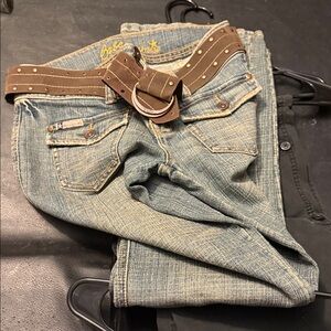 Bubblegum Light Blue Jeans with Brown Belt